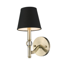 Golden Canada 3500-1W AB-GRM - Wry Lighting Waverly 1-light Wall Sconce in Aged Brass and Tuxedo shade
